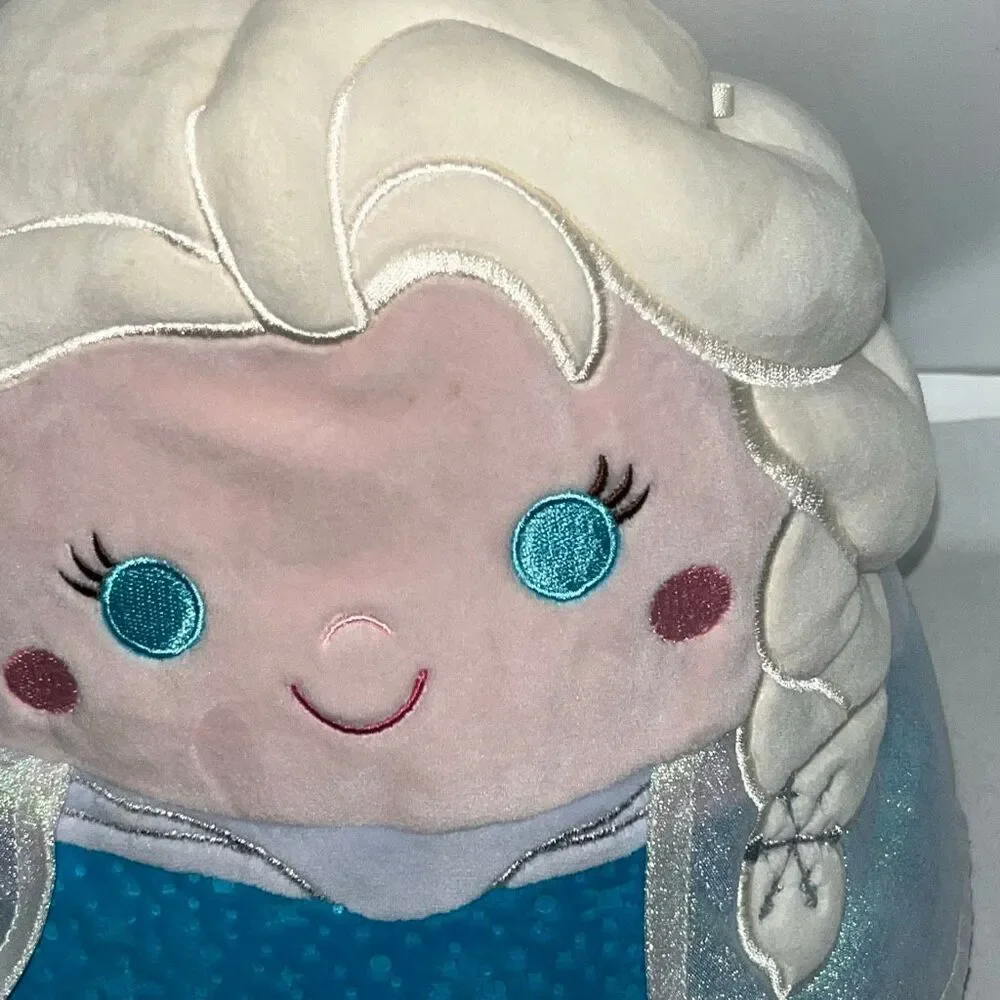 Disney Frozen Elsa‎ Squishmallows Plush Blue Silver Shimmer Cape Kellytoy 10-12
